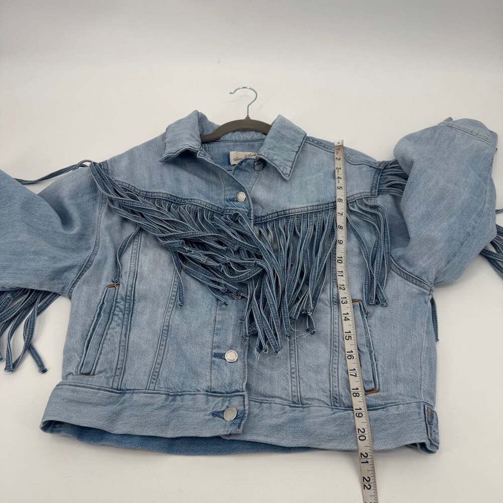 Universal Thread Fringe Denim Jacket Small Light Wash Western Button Front Rodeo - Picture 11 of 11